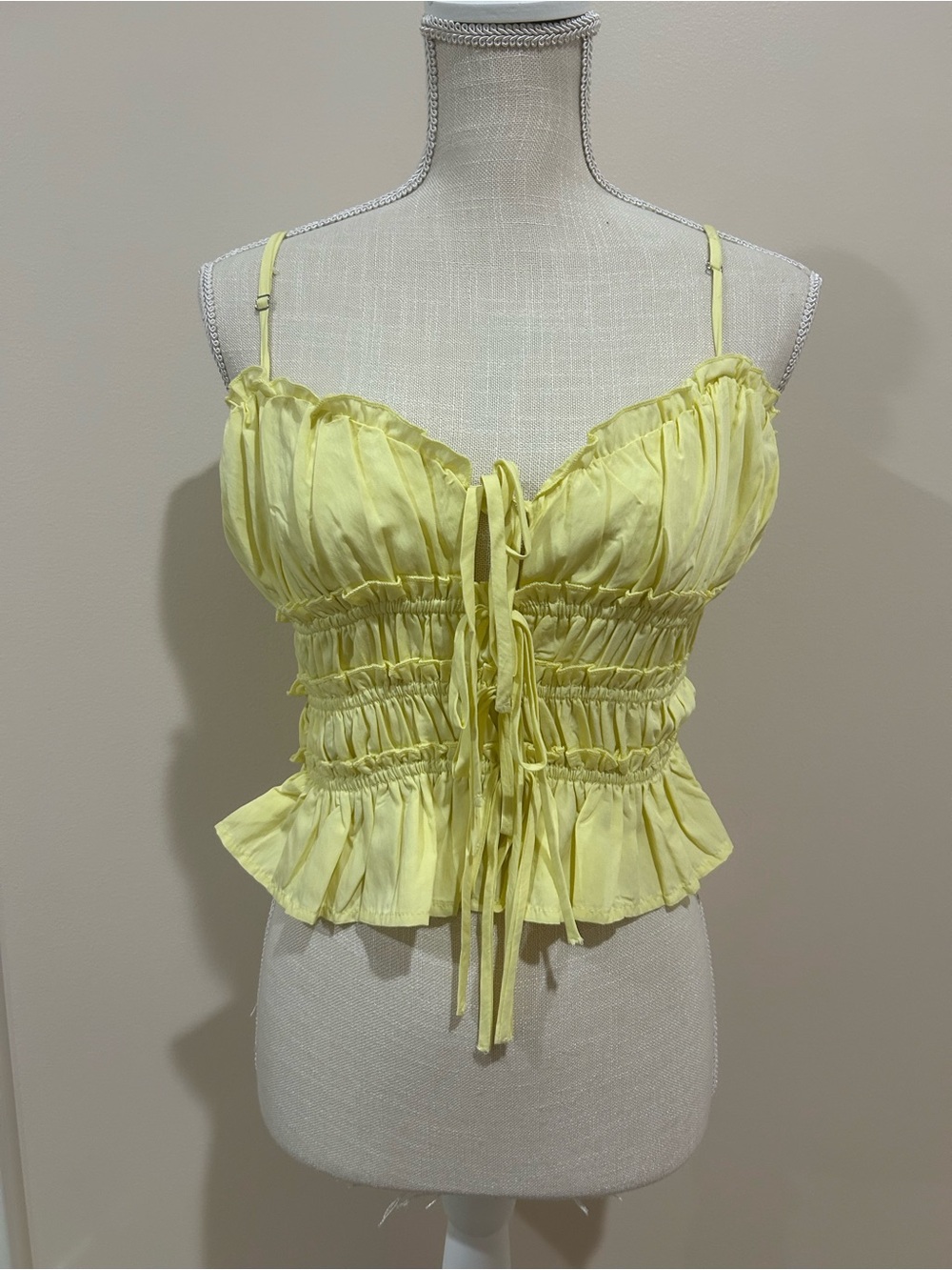 Yellow Ruched Tie-Front Women’s Camisole Top